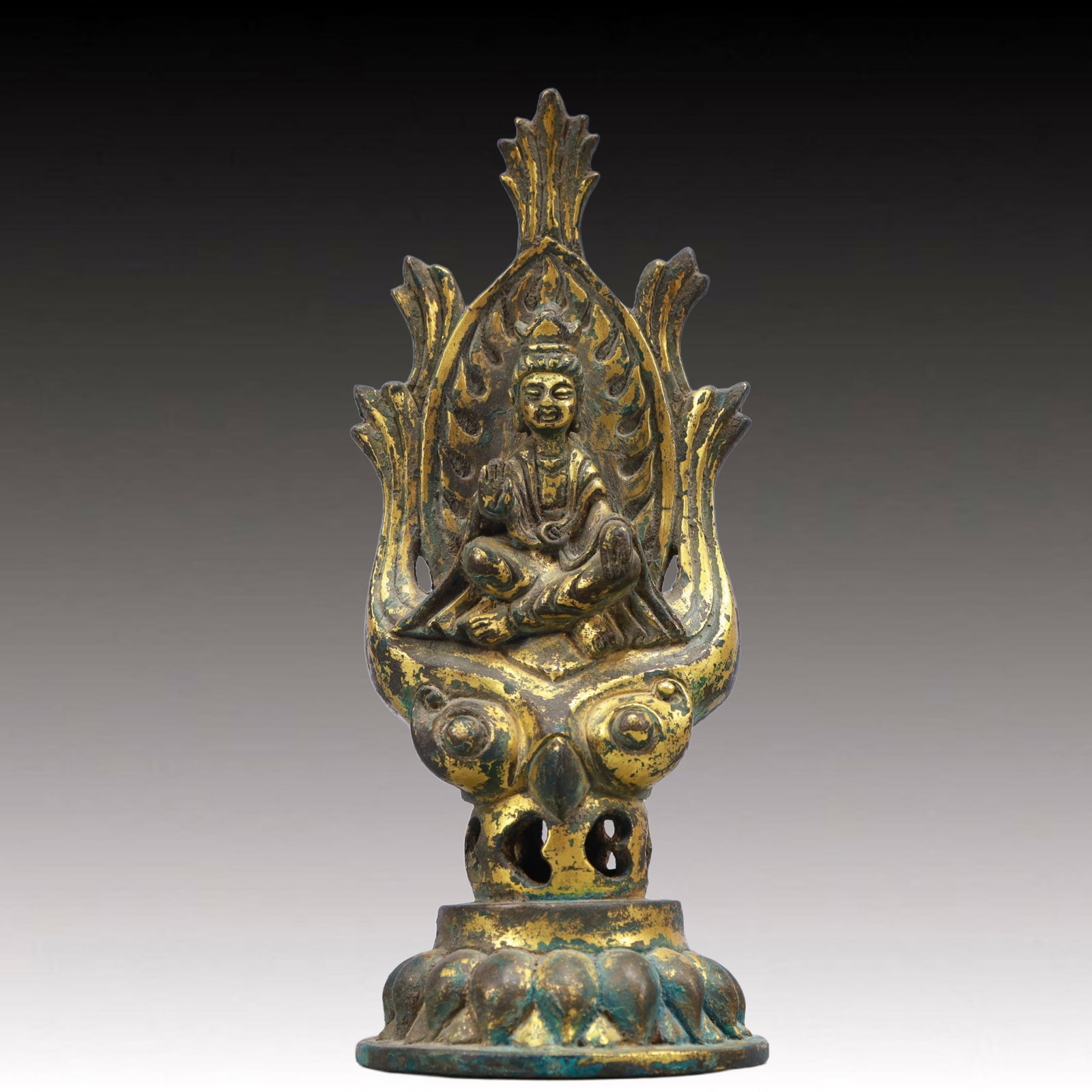 A Solemn Gilt Bronze Statue of Avalokitesvara (1 of 9)