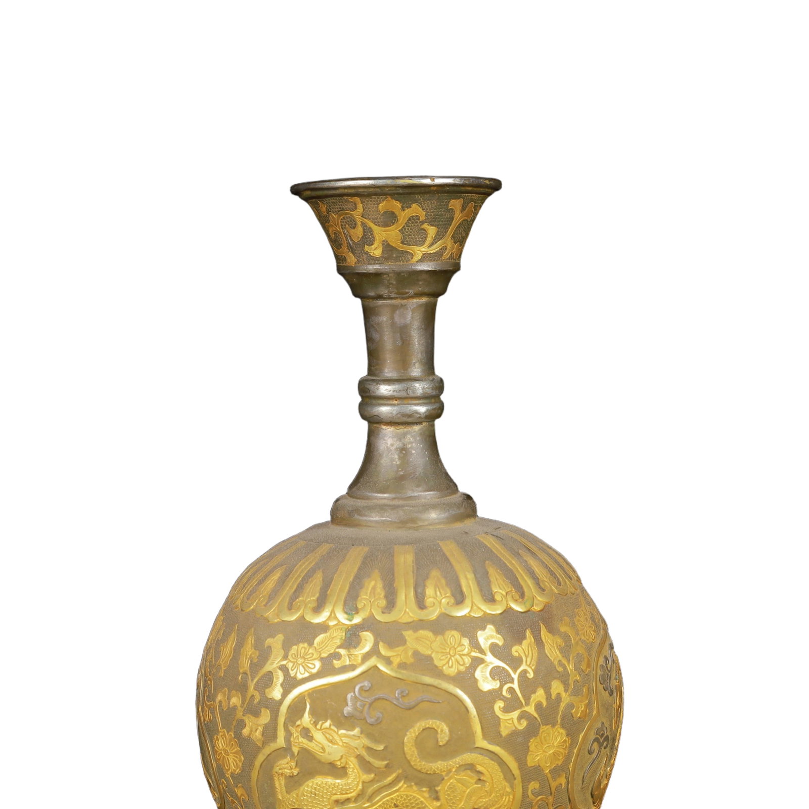 An Exquisite Gilt Silver Auspicious Beast Pattern Vase - 2