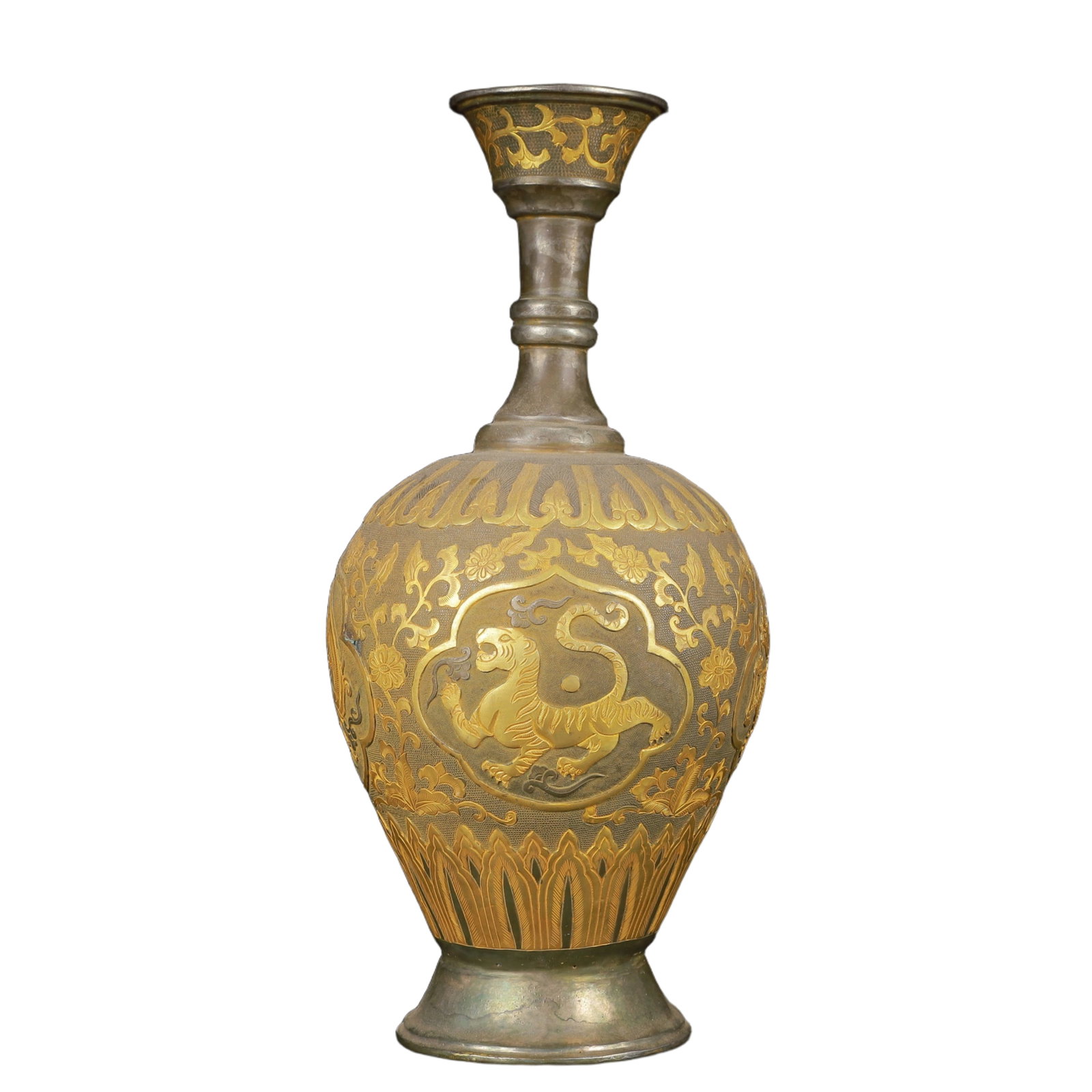An Exquisite Gilt Silver Auspicious Beast Pattern Vase - 4