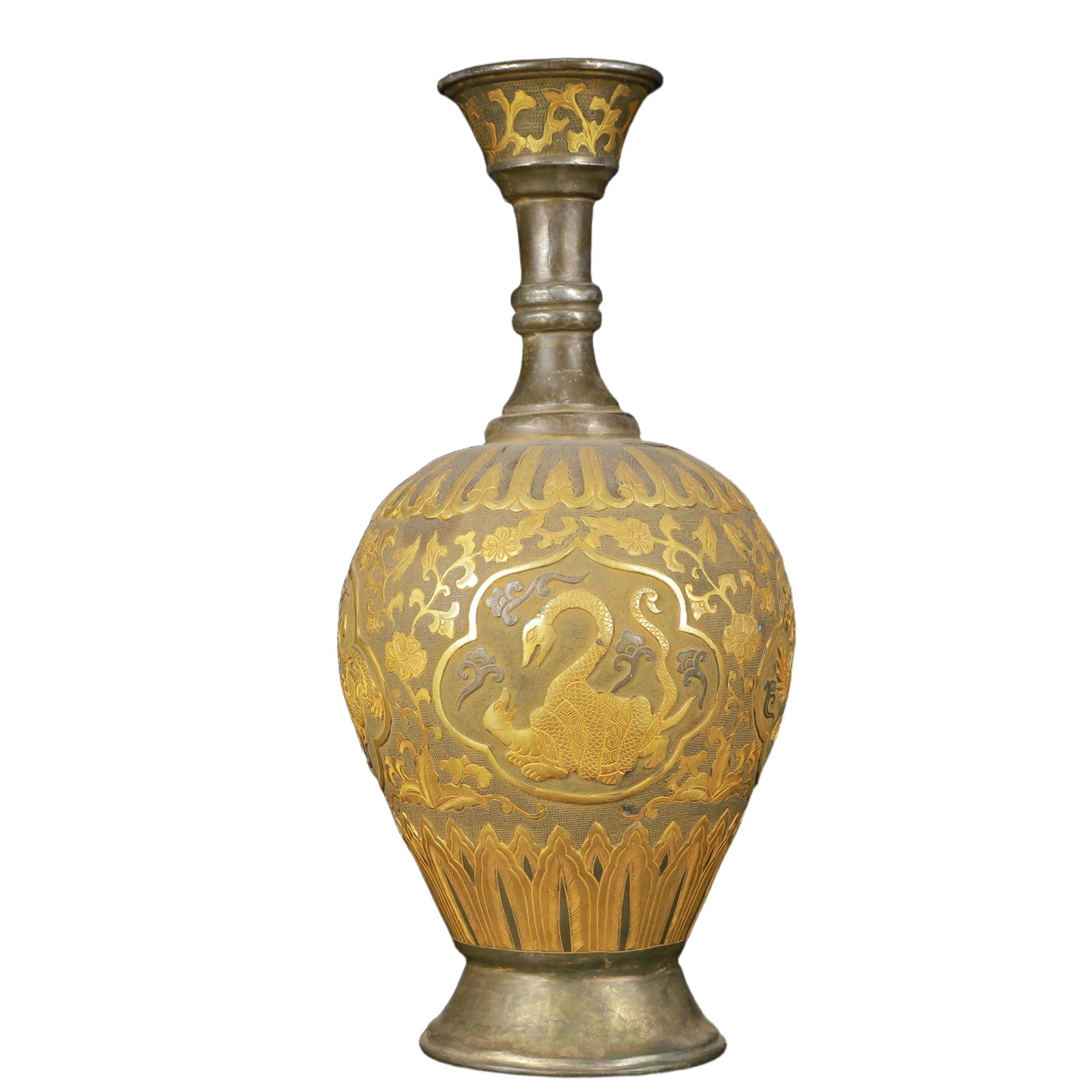 An Exquisite Gilt Silver Auspicious Beast Pattern Vase - 7