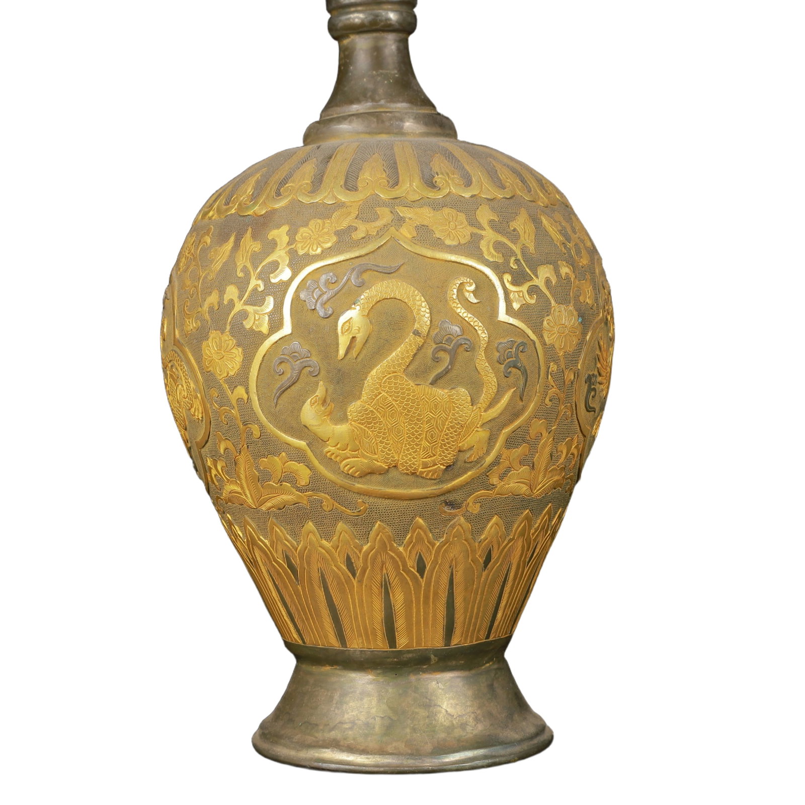 An Exquisite Gilt Silver Auspicious Beast Pattern Vase - 9