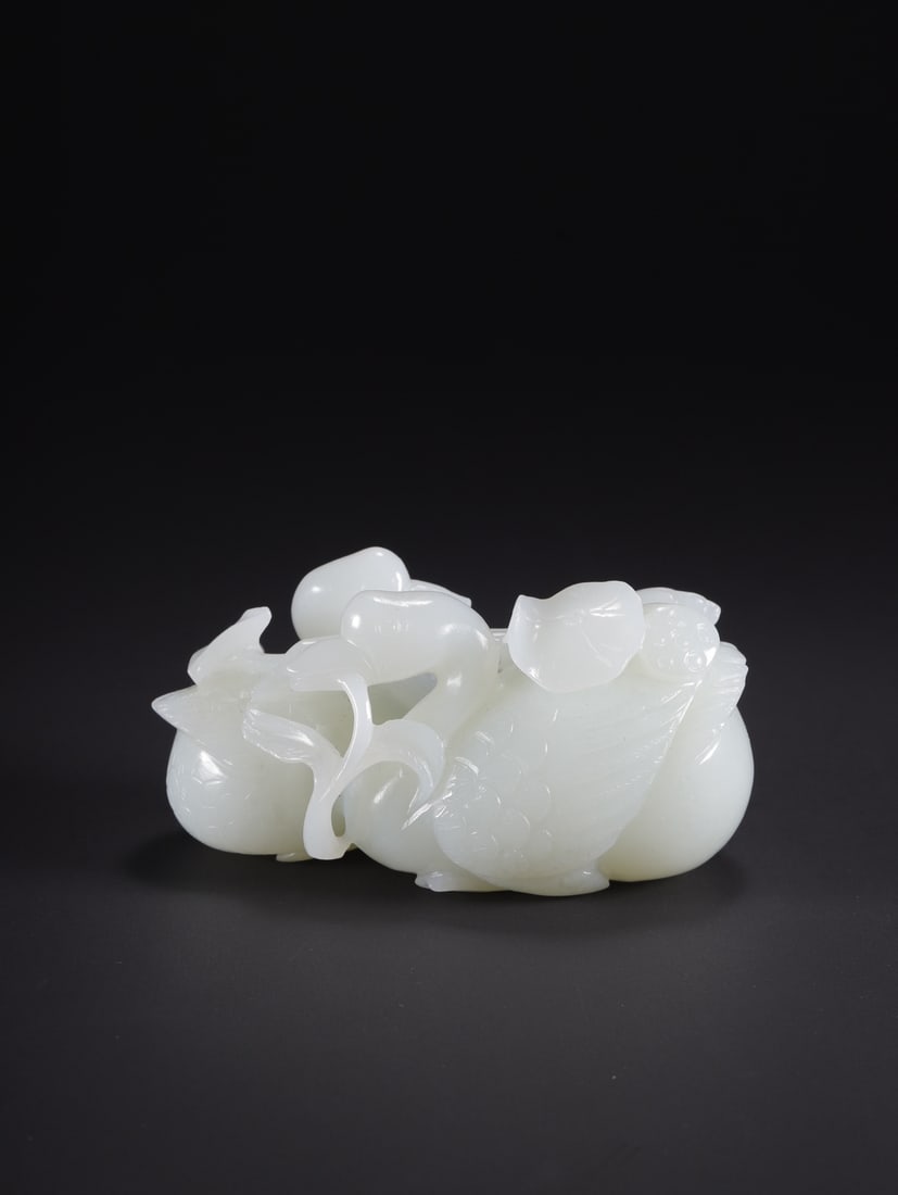 An Exquisite White Jade Duck Ornament: An Exquisite White Jade Duck Ornament,Qing Dynasty,China,Size:3.7inx1.8inx1.9in,Weight:280g