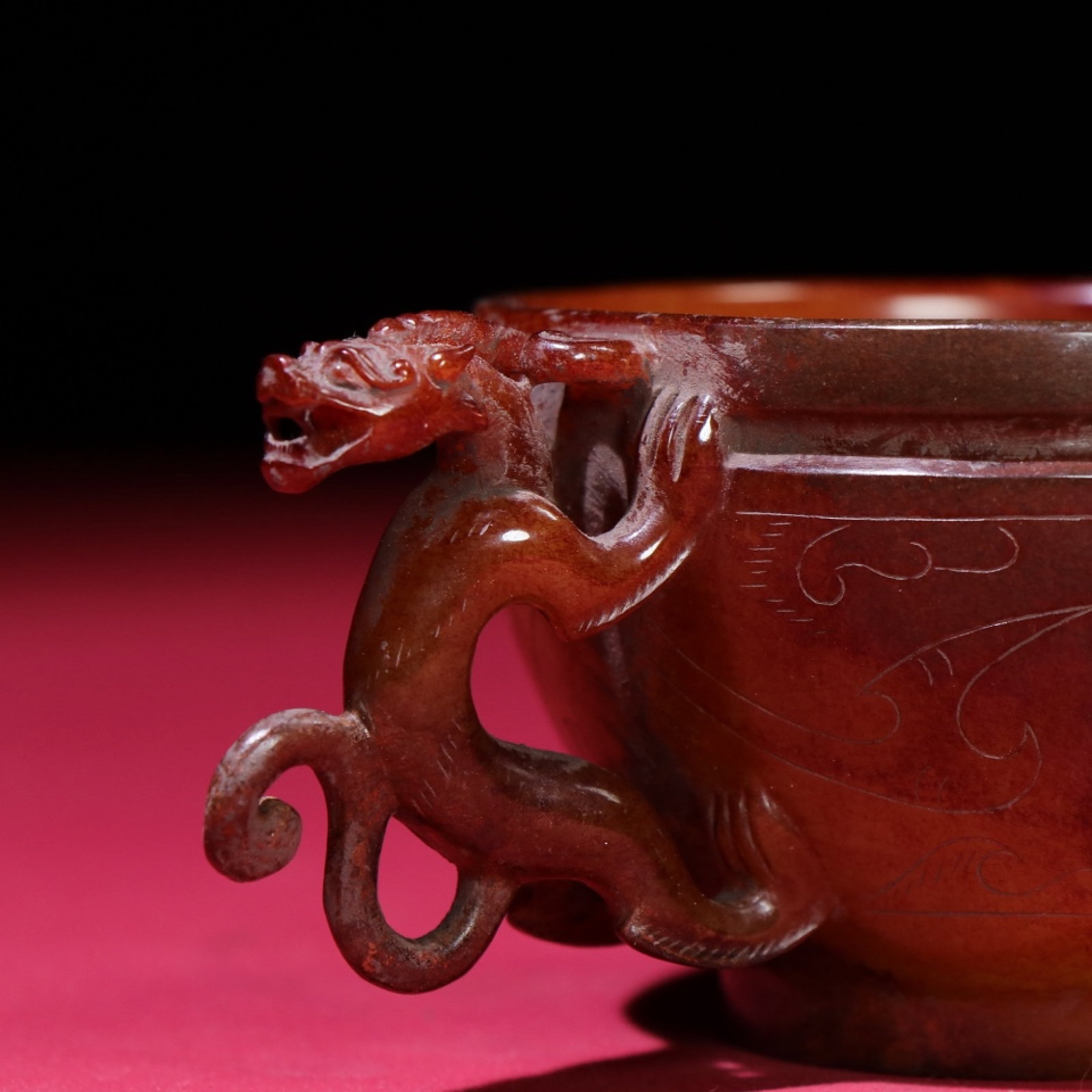 An Exquisite White Jade Pan-Dragon Pattern Cup - 4