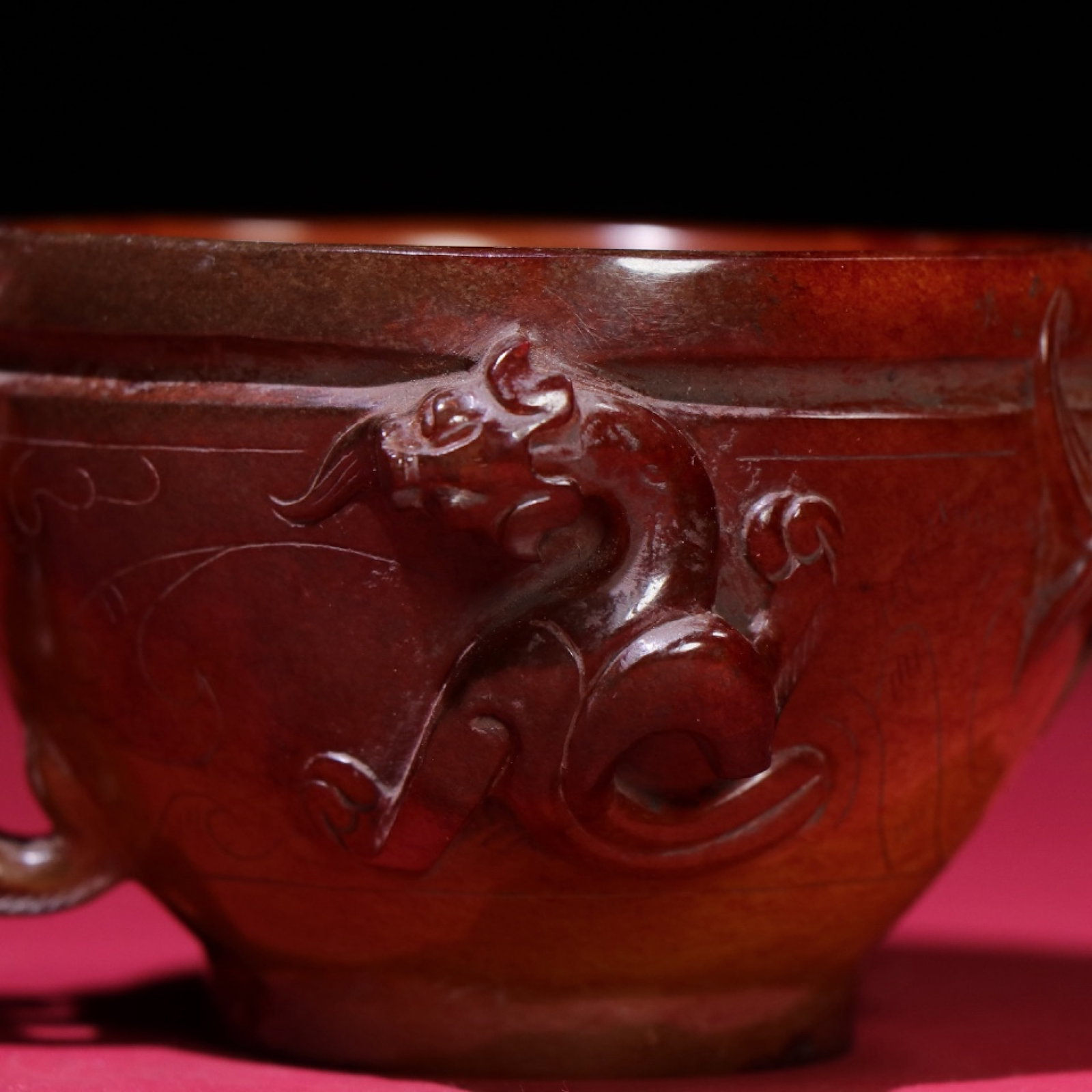 An Exquisite White Jade Pan-Dragon Pattern Cup - 5