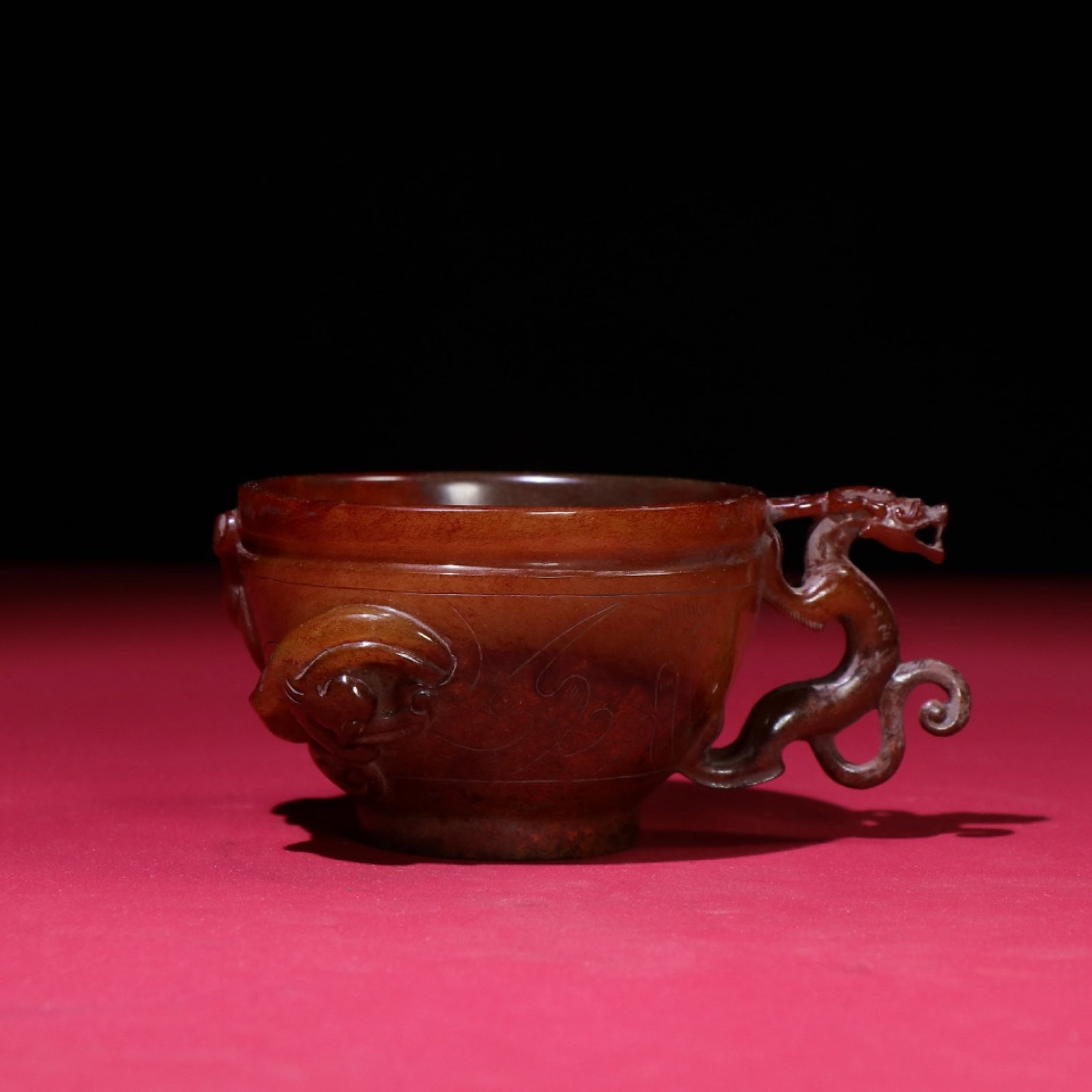 An Exquisite White Jade Pan-Dragon Pattern Cup - 8