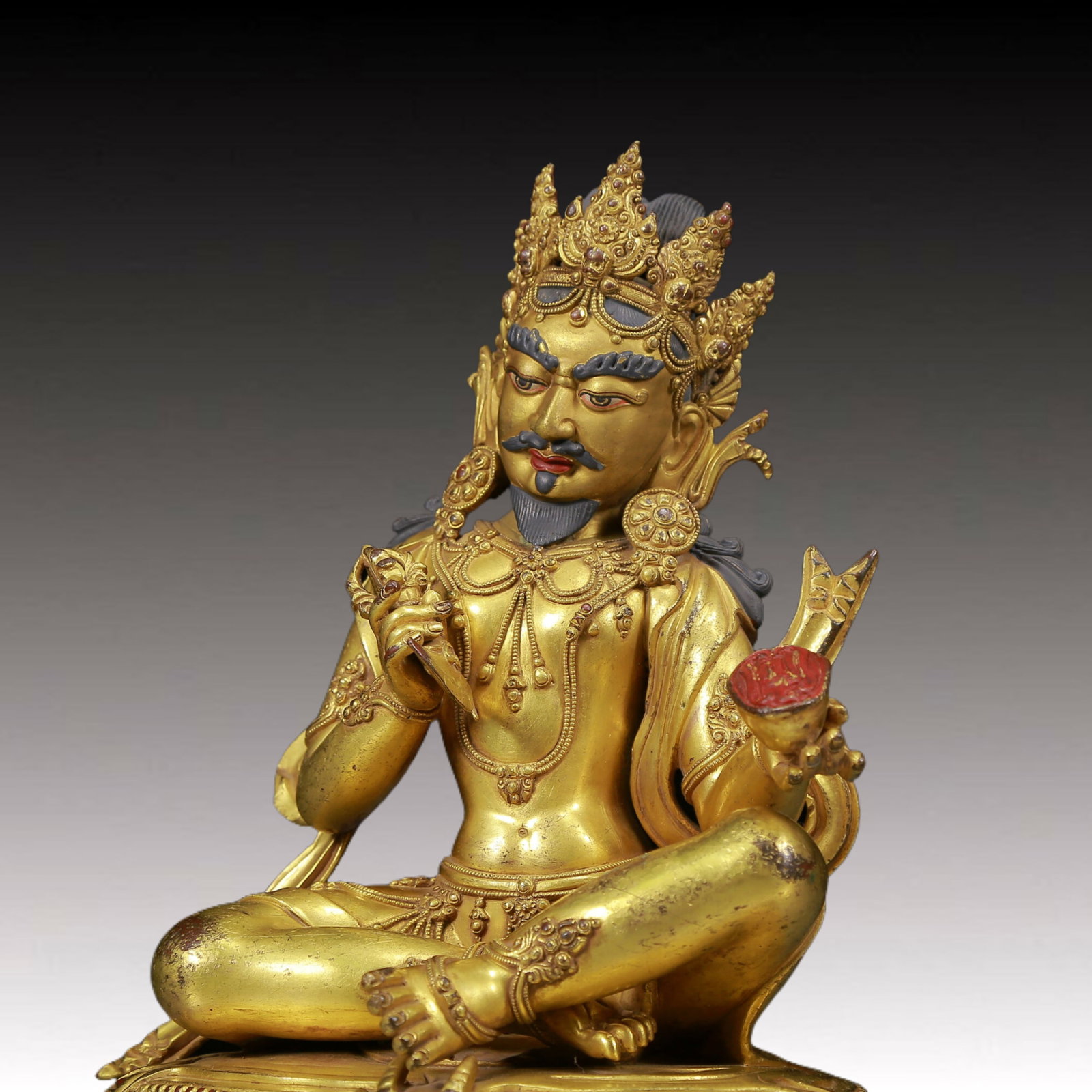 A solemn gilt bronze Vajra statue - 7