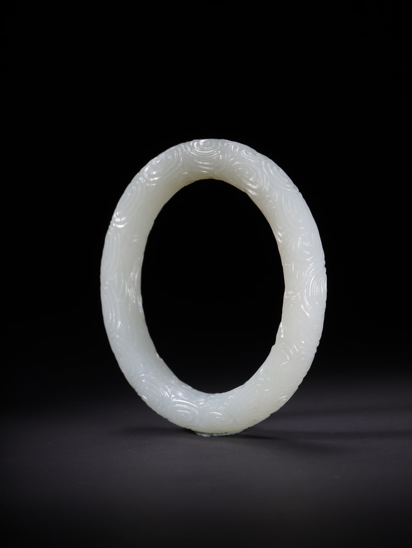 An Exquisite White Jade Auspicious Cloud Pattern Bracelets - 5