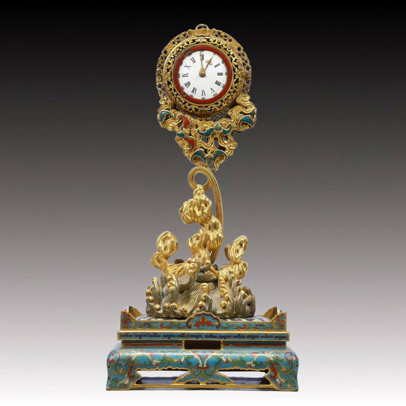 An Exquisite Cloisonne Lotus Pattern clocks Ornament (1 of 11)
