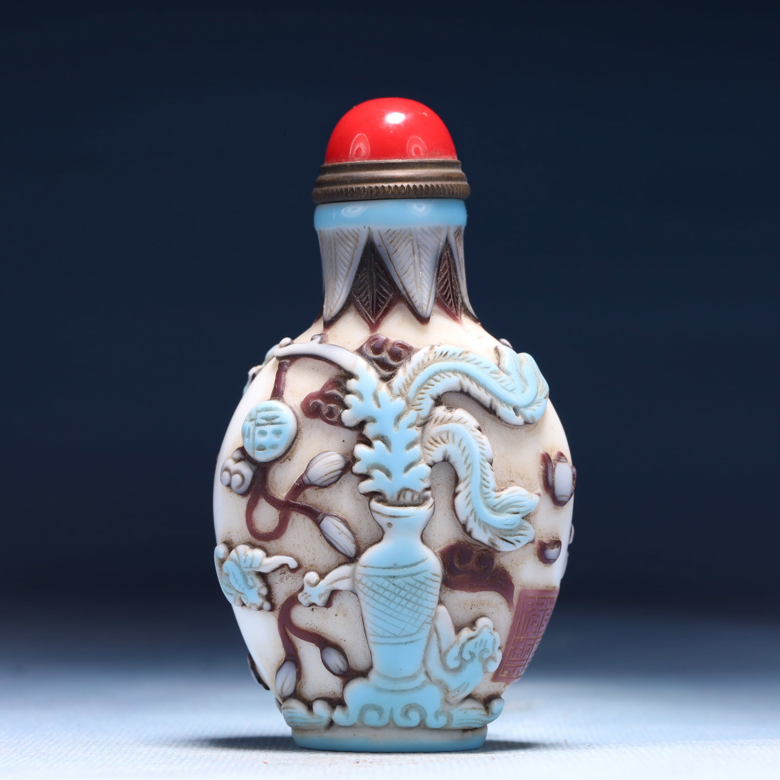An Exquisite Glass Flower Pattern Snuff Bottle - 4