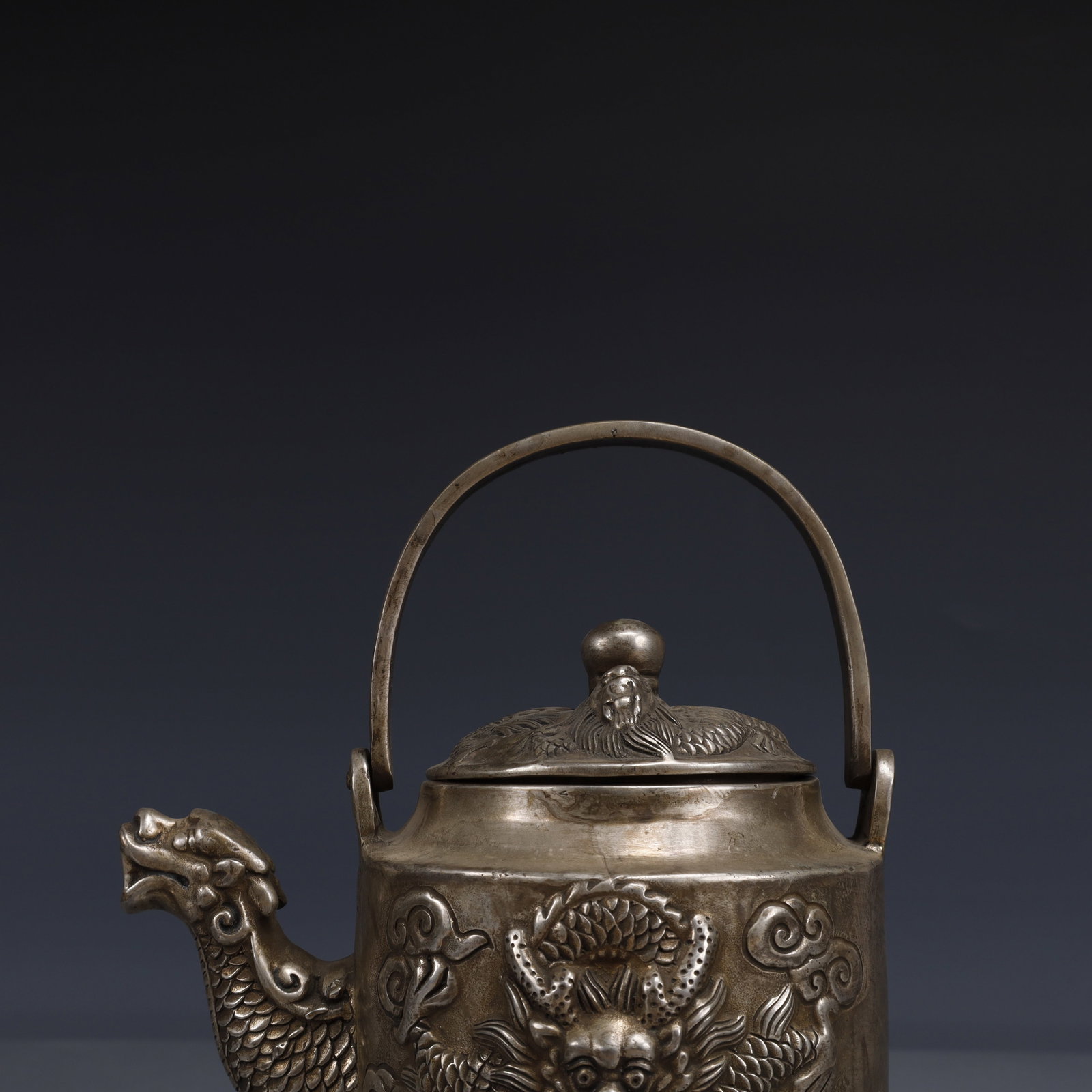 An Exquisite Silver-Plated Bronze Dragon Pattern Ewer - 2