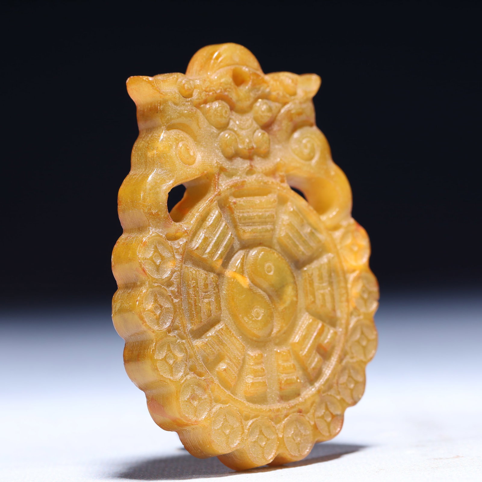 An Exquisite Archaic Jade Trigram Pattern Pendant - 3