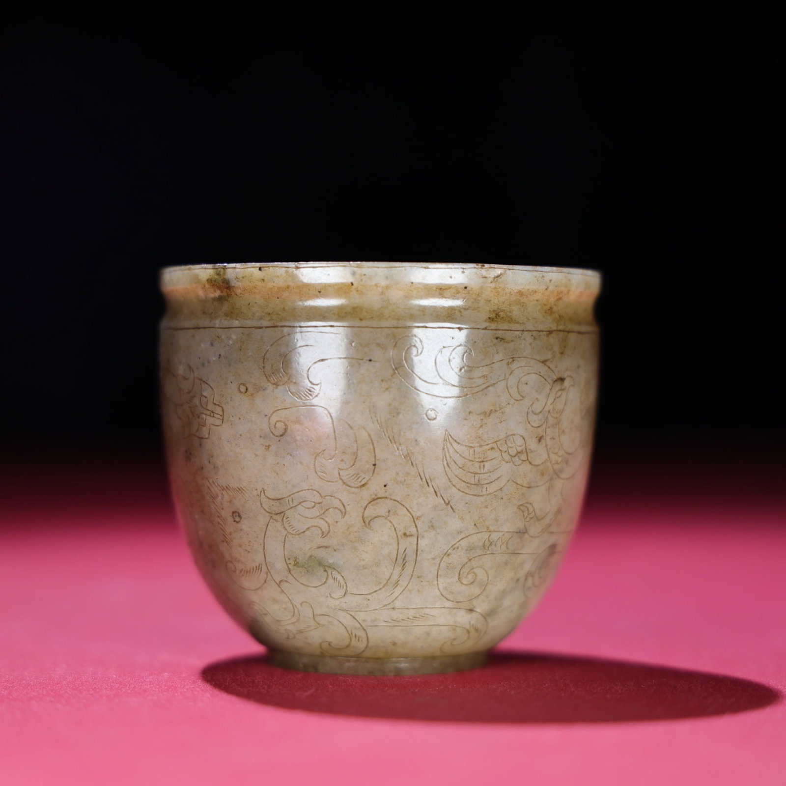 An Exquisite White Jade Dragon Pattern Cup - 5
