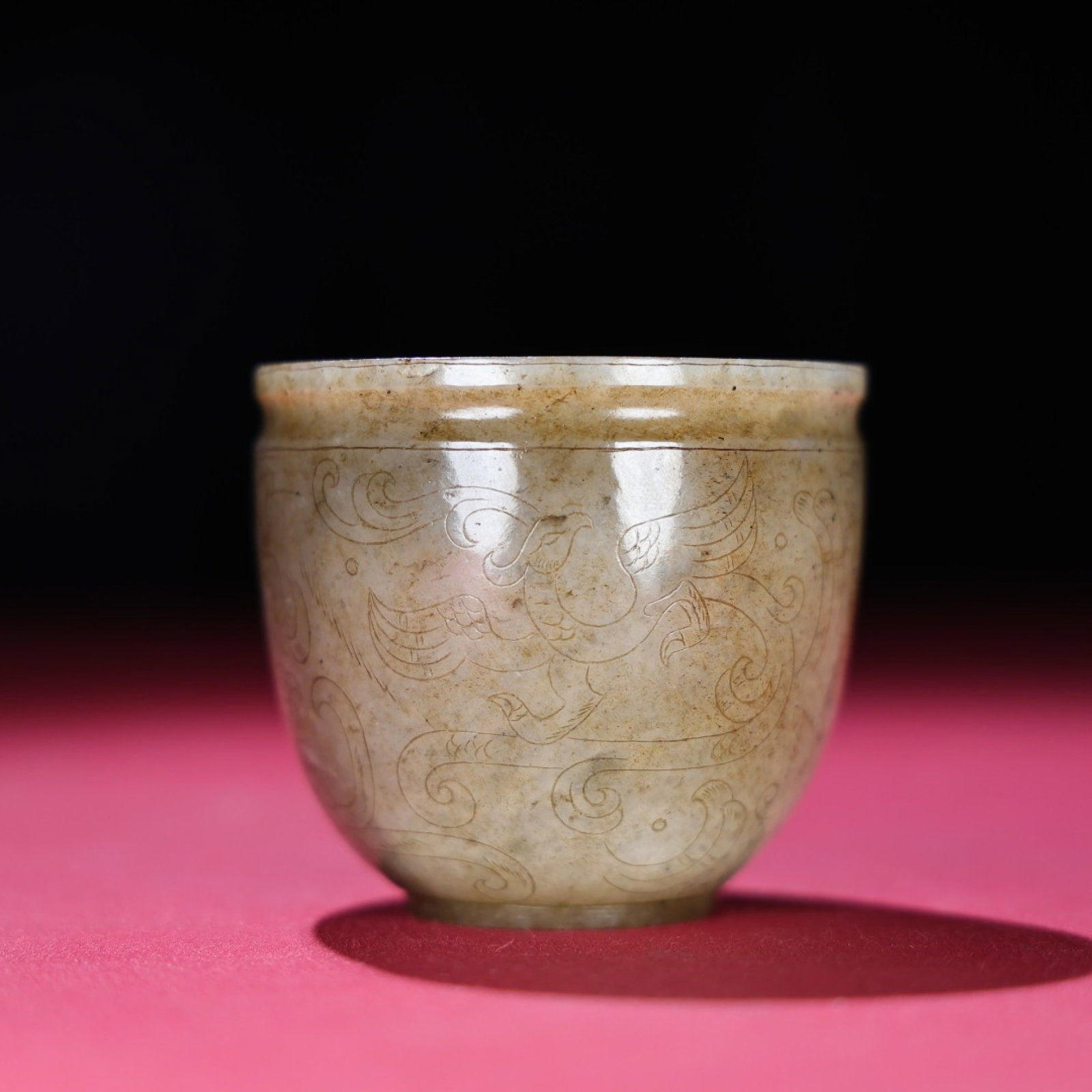 An Exquisite White Jade Dragon Pattern Cup - 7