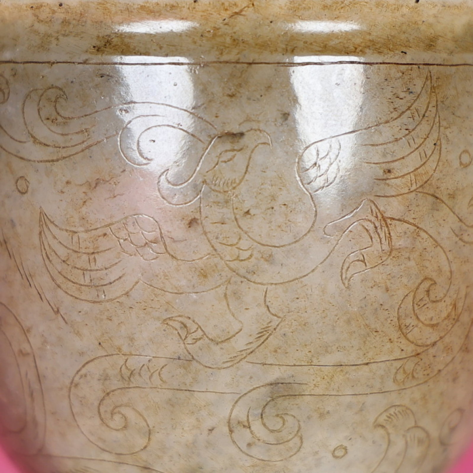 An Exquisite White Jade Dragon Pattern Cup - 8