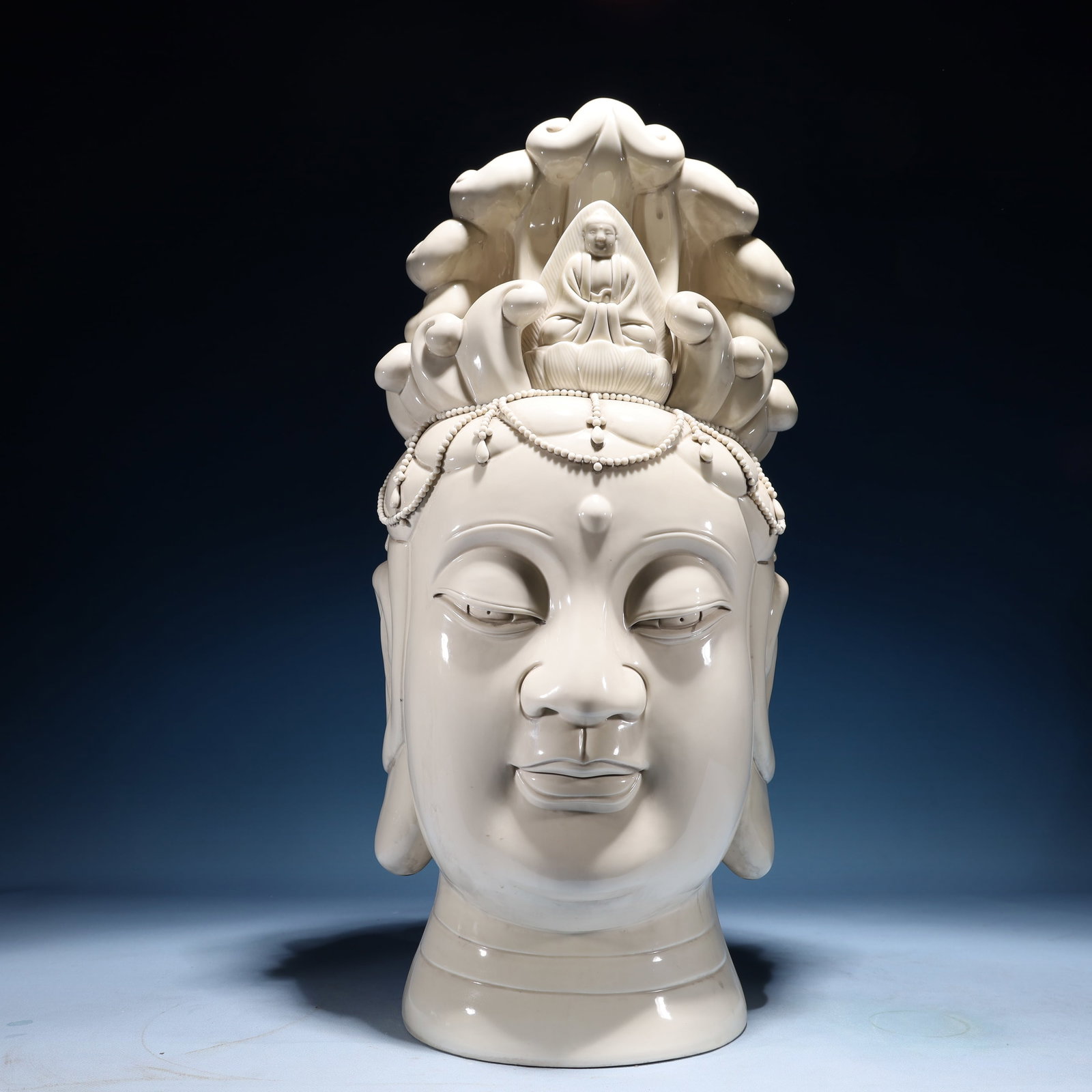 A Solemn Blance-De-Chine Statue of Avalokitesvara Head (1 of 9)
