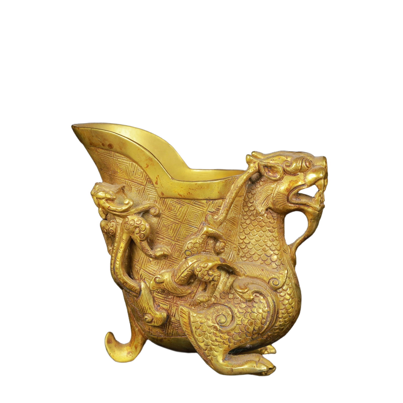 An Exquisite Gilt Bronze Dragon Pattern Dragon Cup (1 of 9)