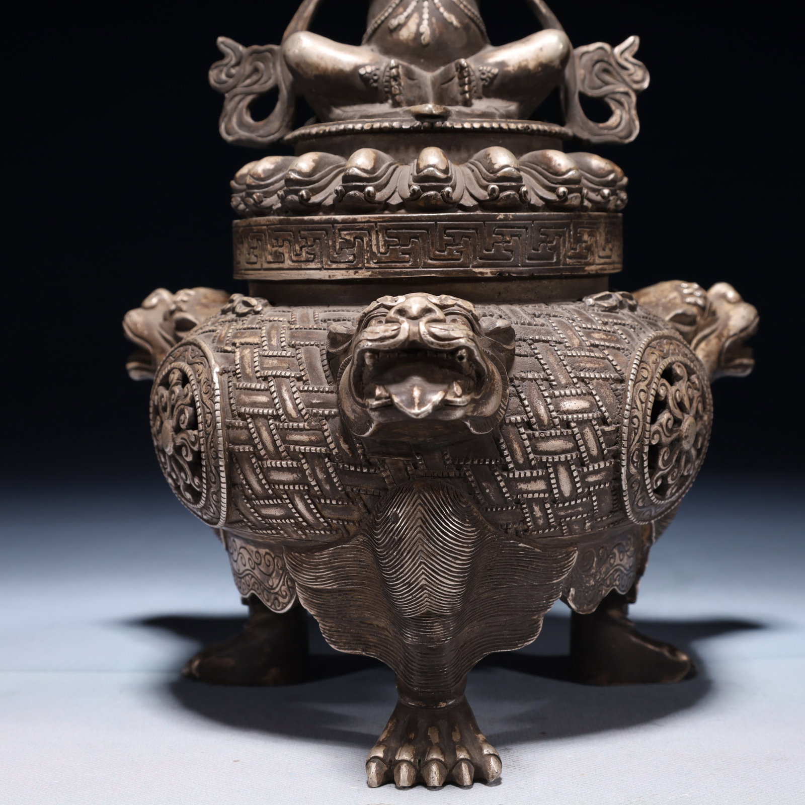 A Solemn Gilt Bronze Statue of Padma Sambhava: A Solemn Gilt Bronze Statue of Padma Sambhava,Qing Dynasty,China,Size:6.3inx4.3inx10.6in,Weight:3450g