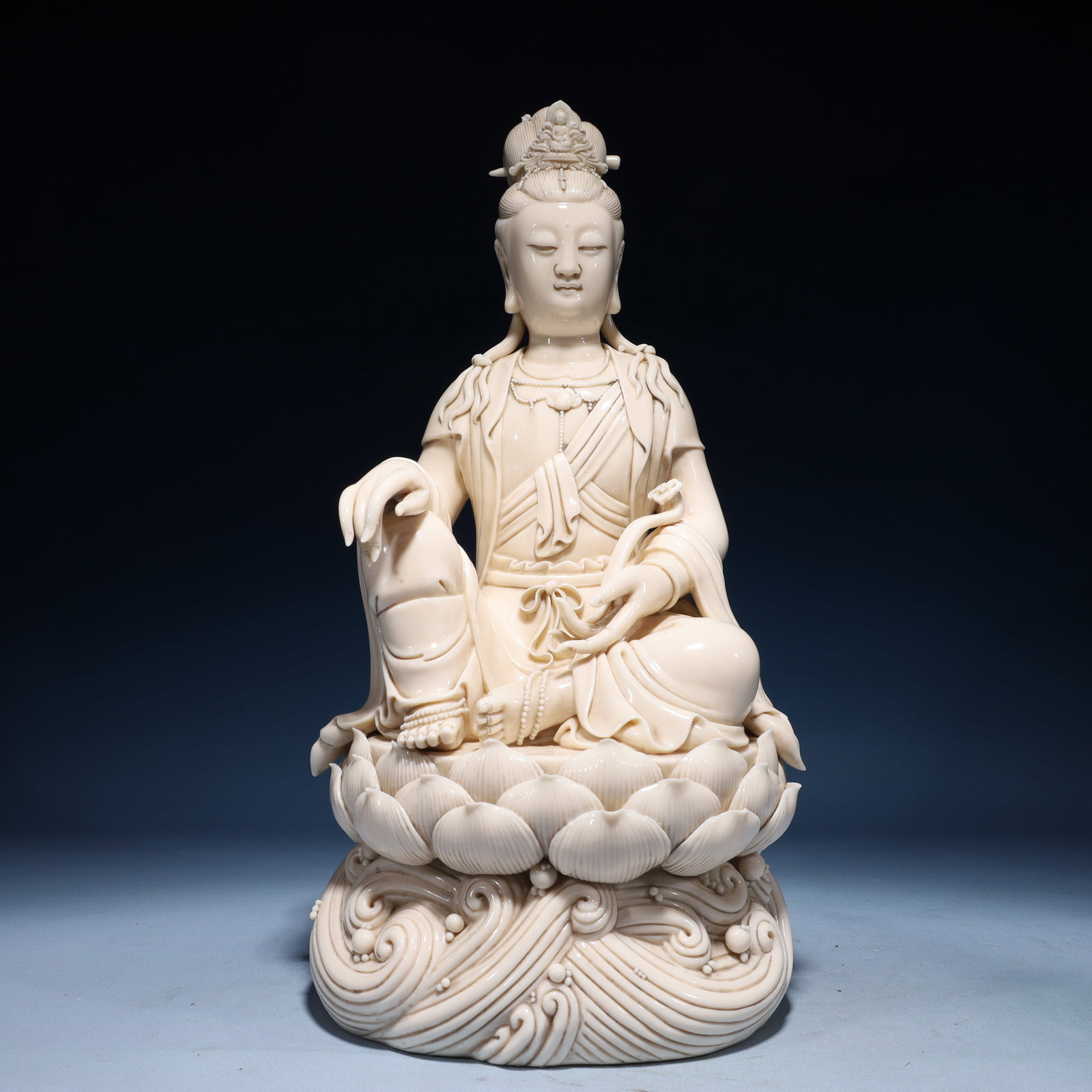 A Solemn Blance-De-Chine Statue of Avalokitesvara (1 of 10)