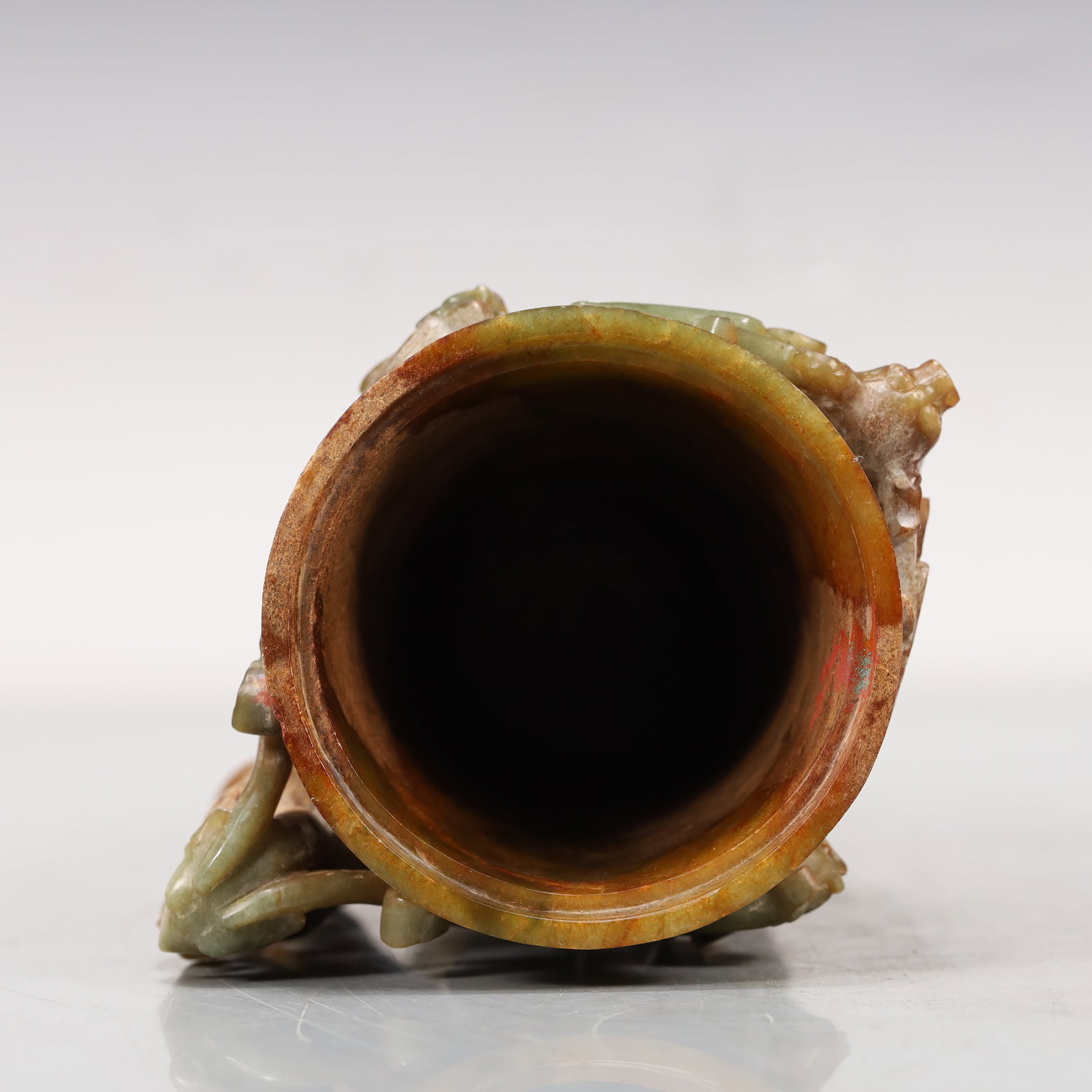 A Rare Greenish Jade Chi-Dragon Pattern Goblet - 12