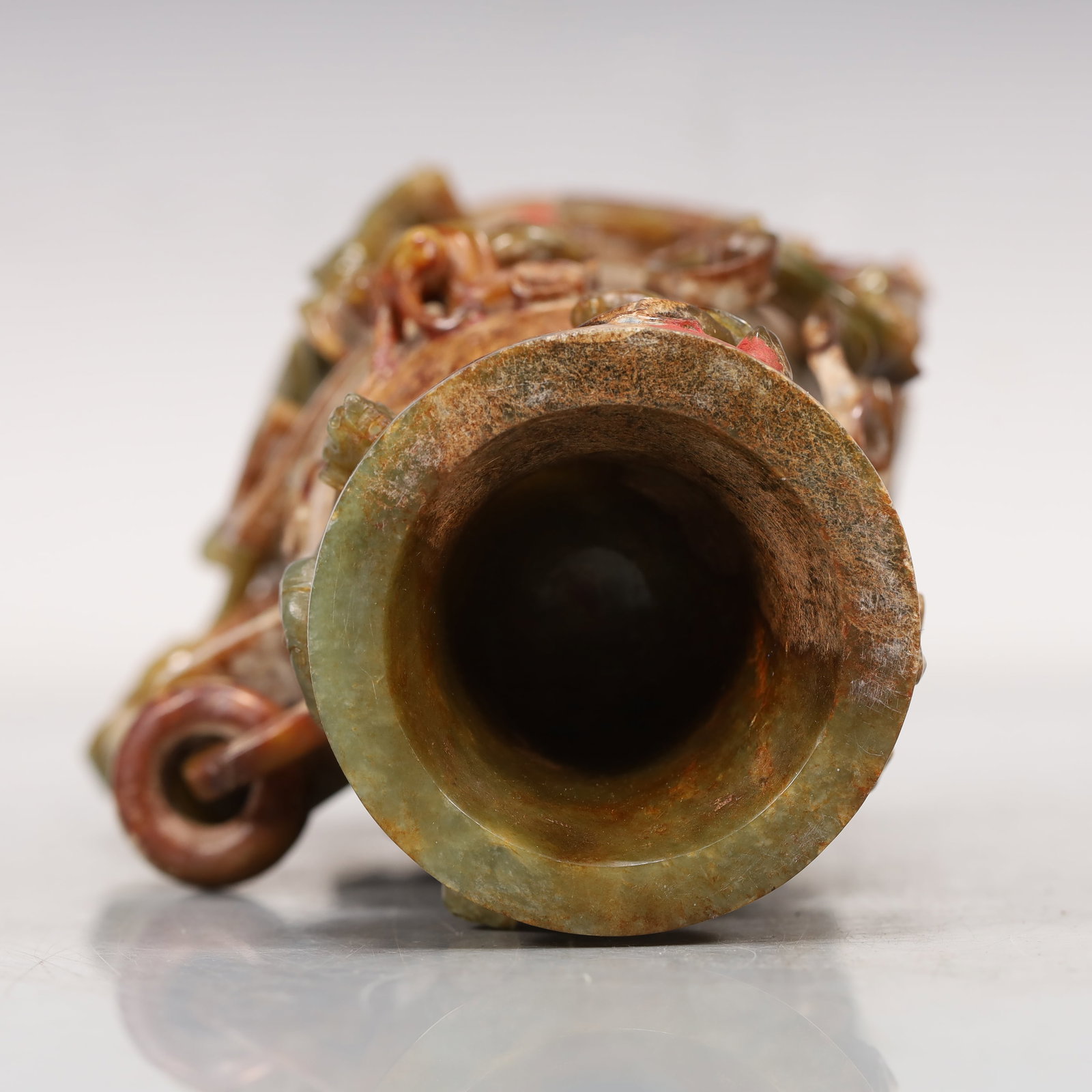 A Rare Greenish Jade Chi-Dragon Pattern Goblet - 13