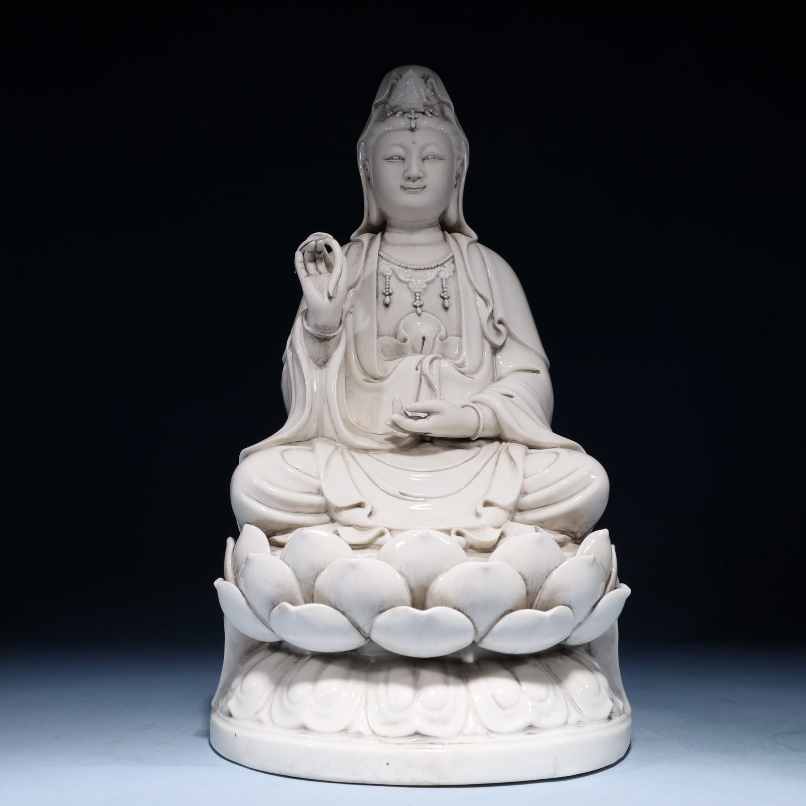 A Solemn Blance-De-Chine Statue of Avalokitesvara (1 of 11)