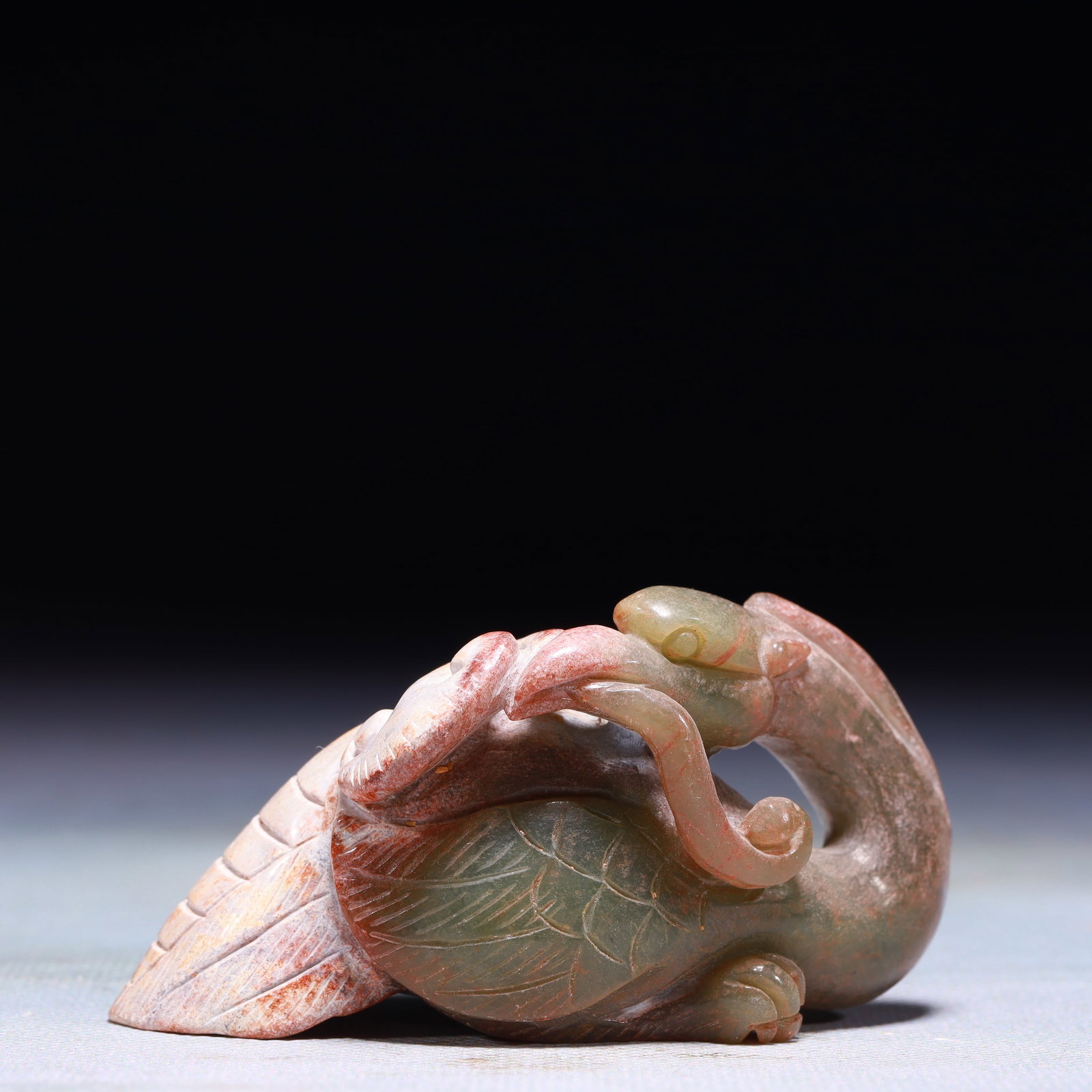 An Exquisite Archaic Jade Crane Ornament: An Exquisite Archaic Jade Crane Ornament,Ancient Time,China,Size:3.9inx1.2inx1.6in,Weight:154g 高古玉鹤摆件中国远古时期