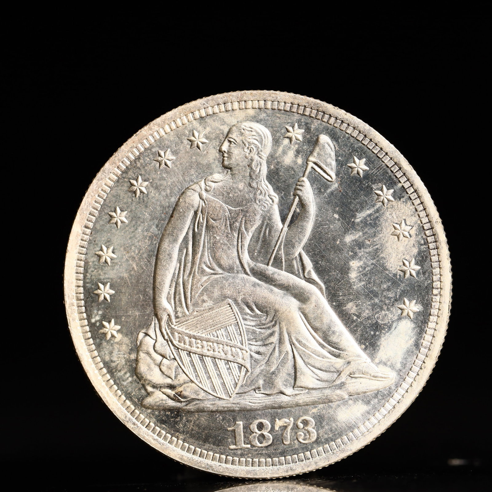USA One Dollar 1873 Coin: American coin. IN GOD WE TRUST / LIBERTY / 1873 / UNITED STATES OF AMERICA / ONE DOL. Weight:26.9g.