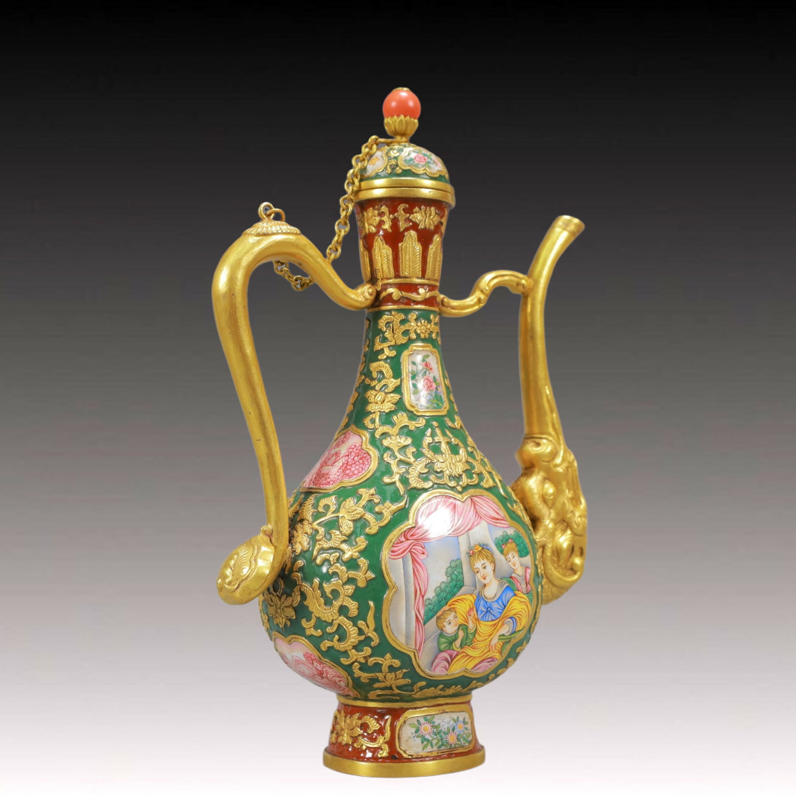 An Exquisite Painted Enamel Figure Pattern Ewer - 6
