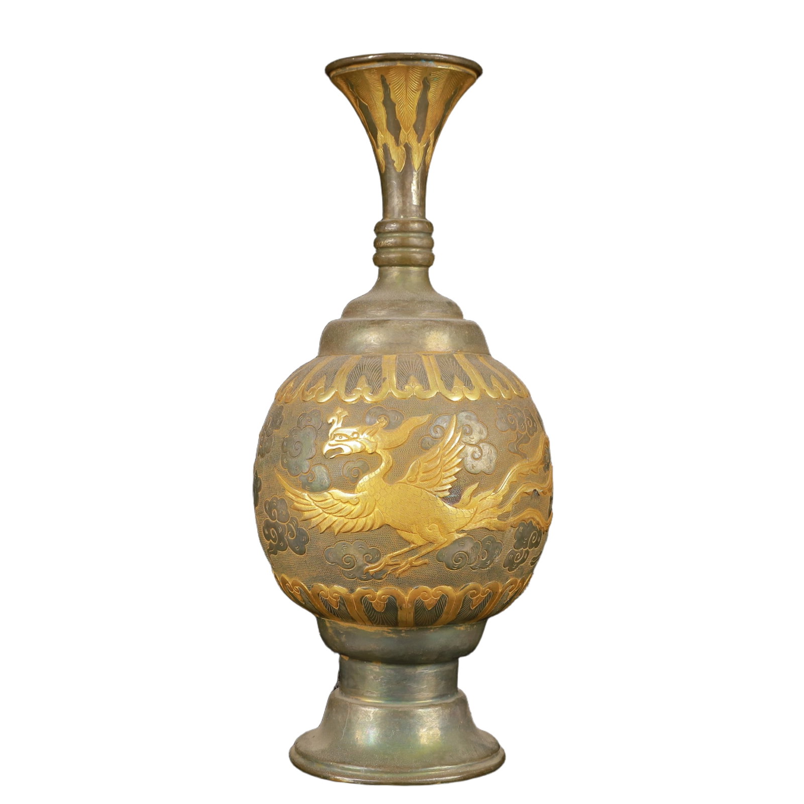 An Exquisite Gilt Silver Phoenix Pattern Vase - 6