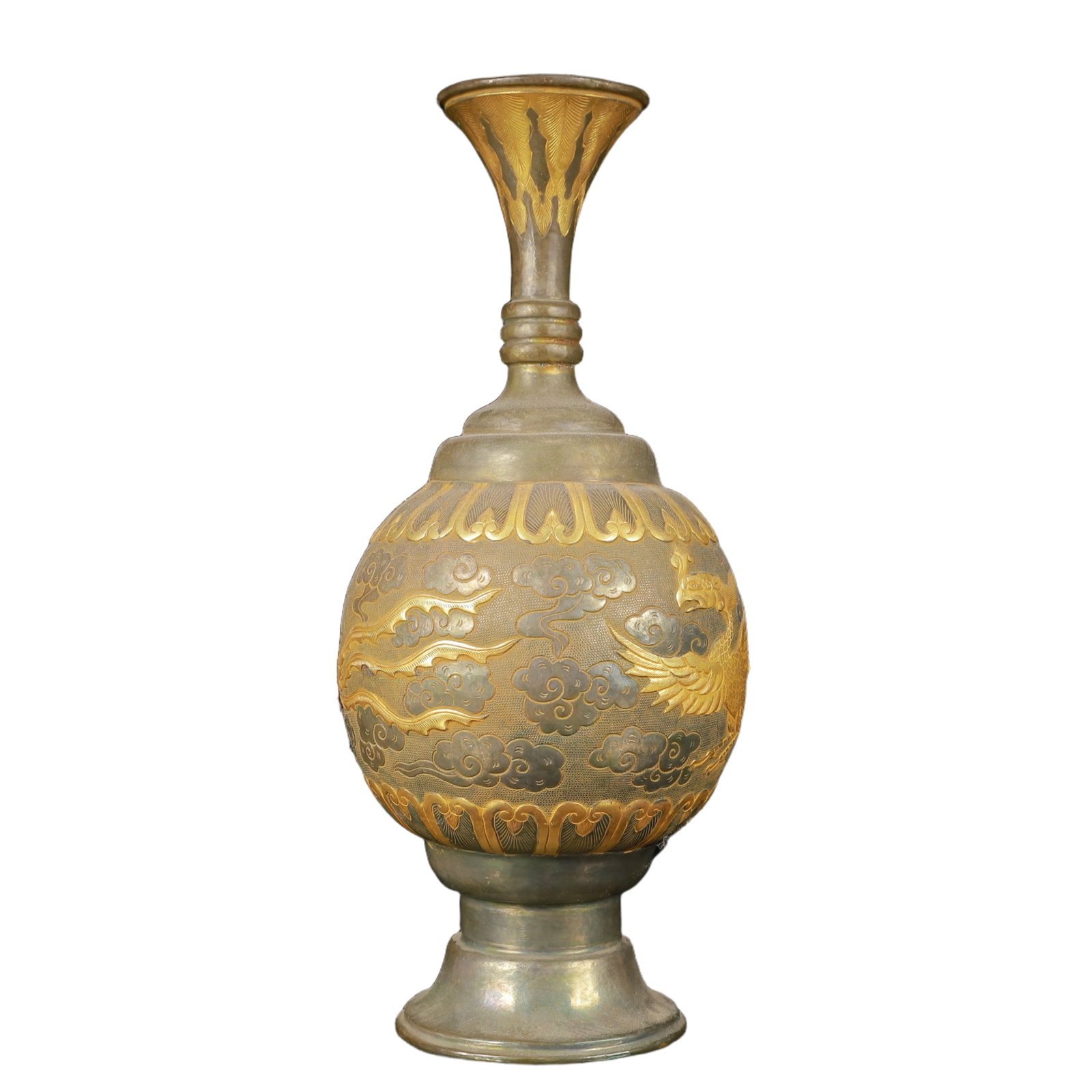An Exquisite Gilt Silver Phoenix Pattern Vase - 7