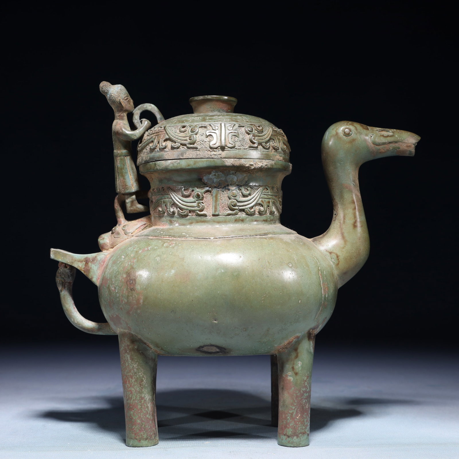 A Rare Bronze four legs Wine vessel,With Inscription (1 of 12)