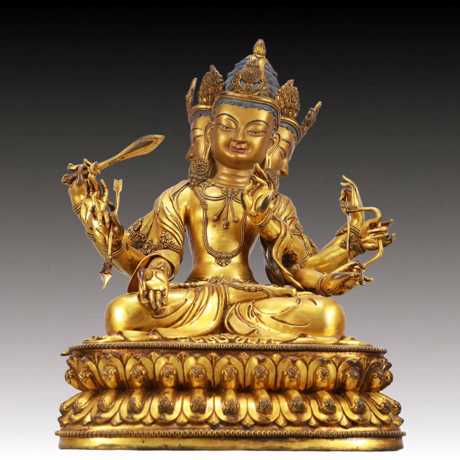 A Solemn Gilt Bronze Statue of Gautama??s Mother: A Solemn Gilt Bronze Statue of Gautama’s Mother ,Ming Dynasty, China,Yongle Six-character Mark,Size:11inx7.9inx16.5in Weight:12550g