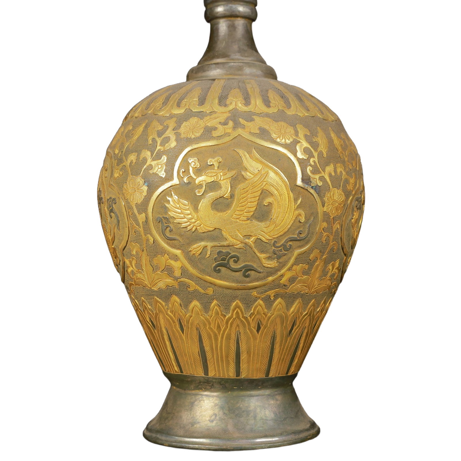 An Exquisite Gilt Silver Auspicious Beast Pattern Vase - 6