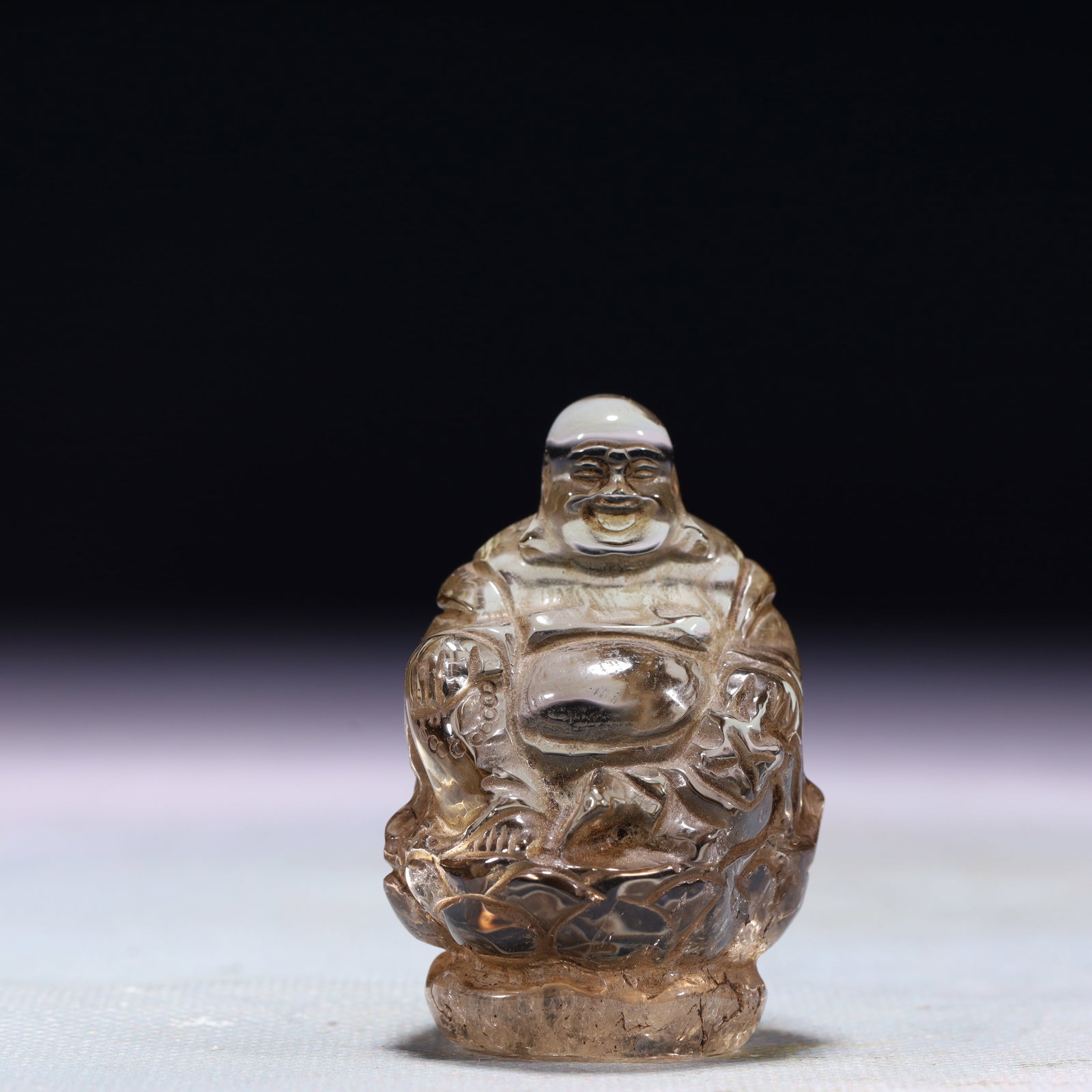 An Exquisite Crystal Statue of Maitreya Buddha: An Exquisite Crystal Statue of Maitreya Buddha,Qing Dynasty,China,Size:1.4inx1.2inx2.2in,Weight:81.4g 水晶弥勒佛像,中国清代