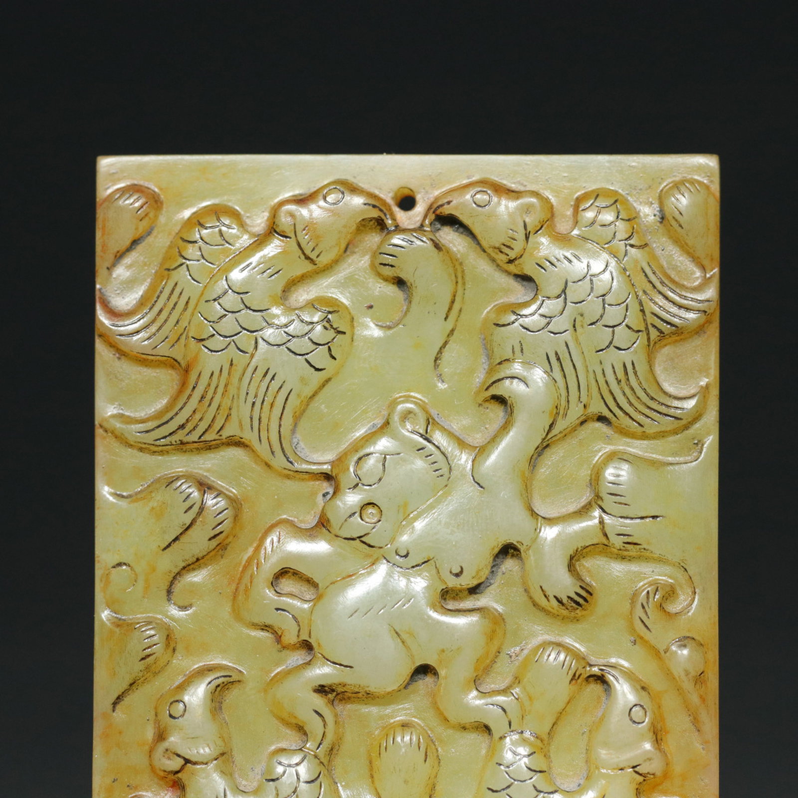An Exquisite White Jade Beast-Face Eagle Bear Pattern Pendant - 4