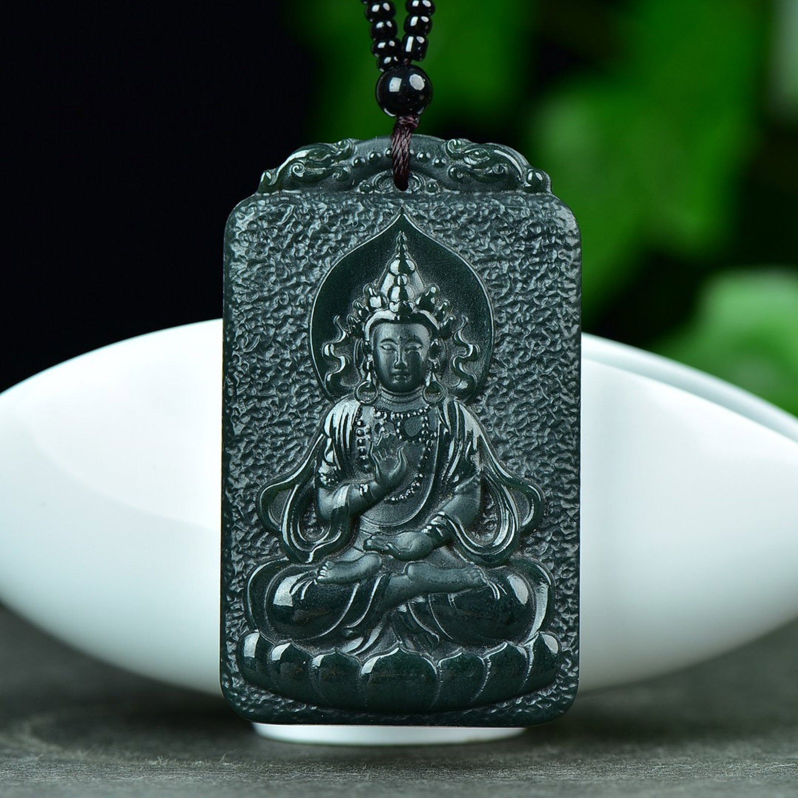 An Exquisite Sapphire Landscape and Avalokitesvara Pattern Pendant: An Exquisite Sapphire Landscape and Avalokitesvara Pattern Pendant,Size:1.6inx2.6in 寓意:吉祥 保平安 青玉山水观音像&