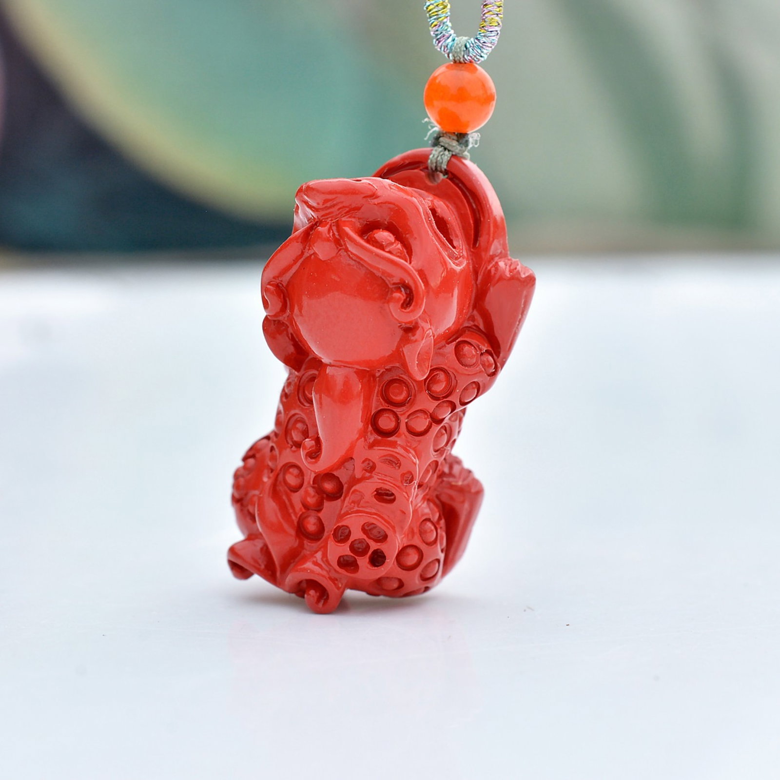 An Exquisite Cinnabar Auspicious Beast Pendant - 2
