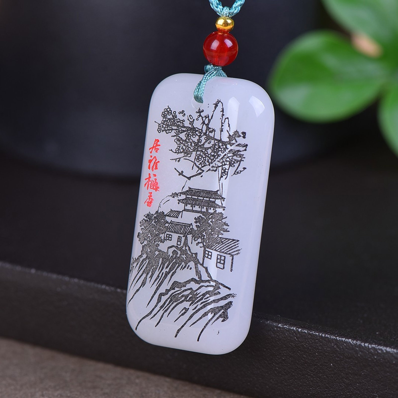 An Exquisite White Jade Landscape Pattern Pendant - 2