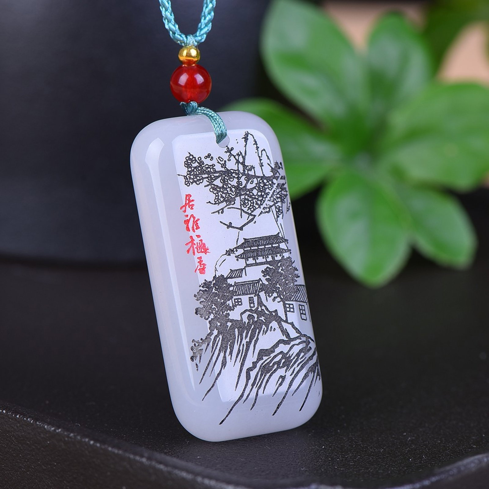 An Exquisite White Jade Landscape Pattern Pendant - 3