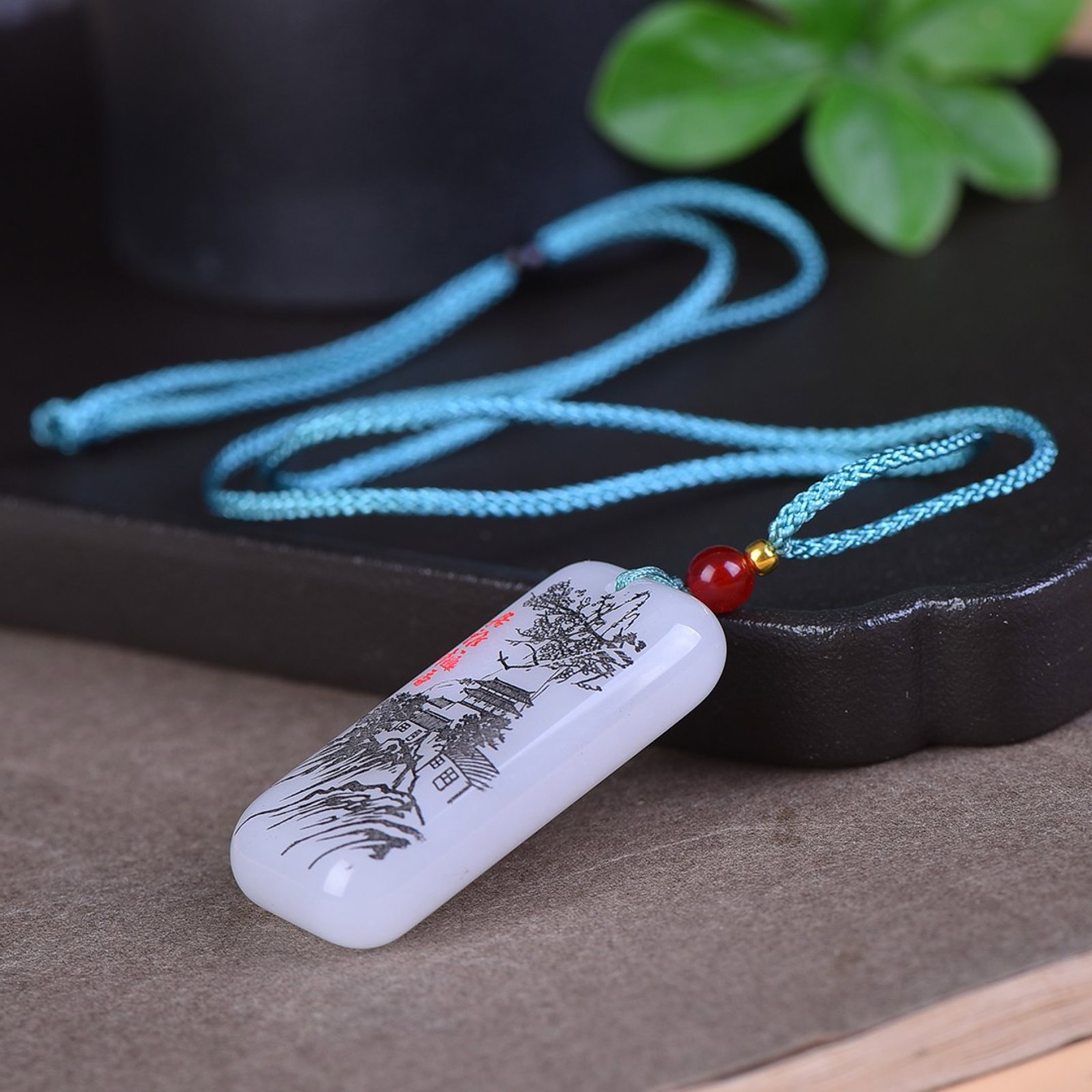 An Exquisite White Jade Landscape Pattern Pendant - 4