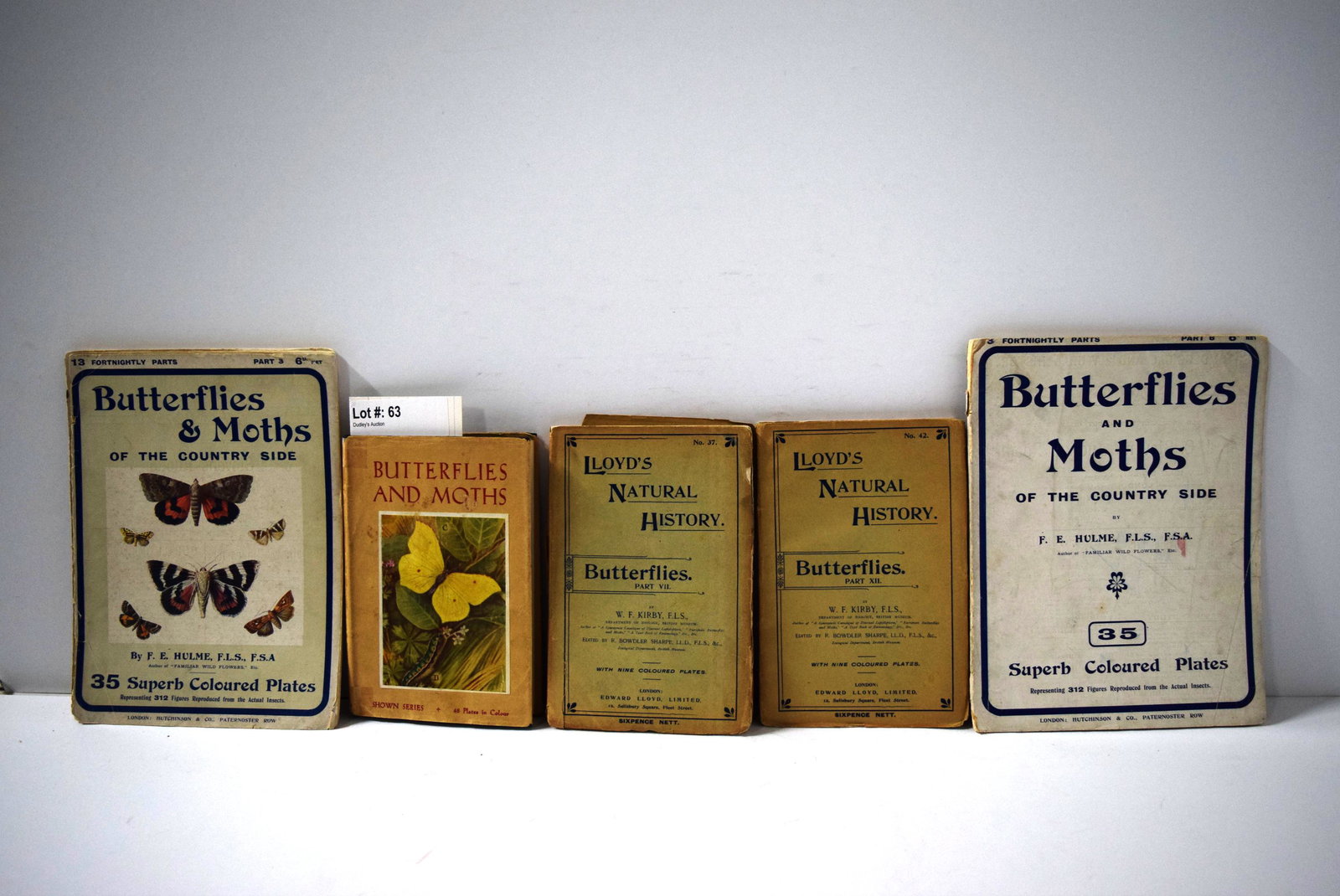 3x - Butterflies & Moths of the Countryside by F.E.: 3x - Butterflies & Moths of the Countryside by F.E. Hulme condition as-is, Butterflies & Moths by Janet Harvey Kelman with dust jacket writing on back page, & 2x Lloyd's Natural History No. 37 & No. 4