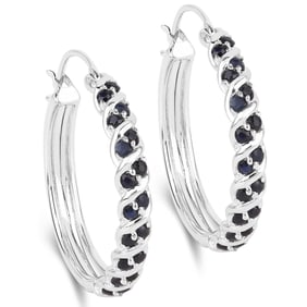 1.01 Carat Genuine Blue Sapphire .925 Sterling Silver Earrings