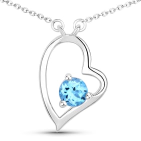 0.60 Carat Genuine Swiss Blue Topaz .925 Sterling Silver Necklace