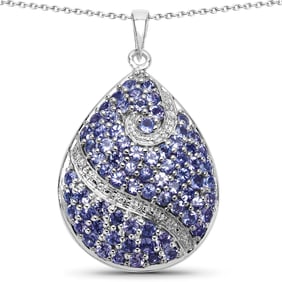4.72 Carat Genuine Tanzanite .925 Sterling Silver Pendant