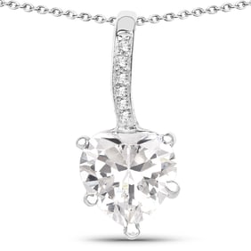 4.46 Carat Genuine White Cubic Zirconia .925 Sterling Silver Pendant