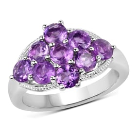 2.16 Carat Genuine Amethyst .925 Sterling Silver Ring