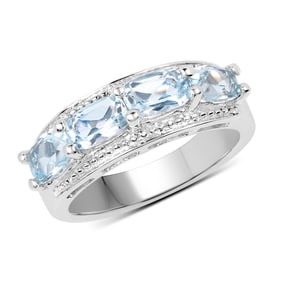 2.40 Carat Genuine Blue Topaz .925 Sterling Silver Ring