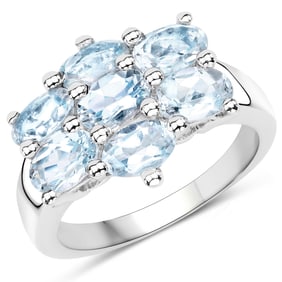 3.57 Carat Genuine  Blue Topaz .925 Sterling Silver Ring