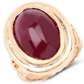 14K Rose Gold Plated 17.60 Carat Genuine   Ruby .925 Sterling Silver Ring
