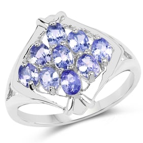 1.53 Carat Genuine Tanzanite .925 Sterling Silver Ring